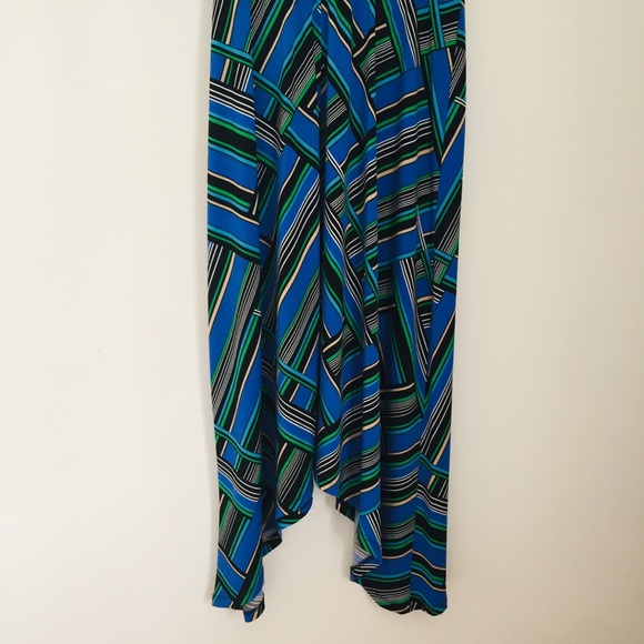 *DONATED* LONDON TIMES NWT Blue Green Black Striped Midi Dress Size 2 - Picture 10 of 11